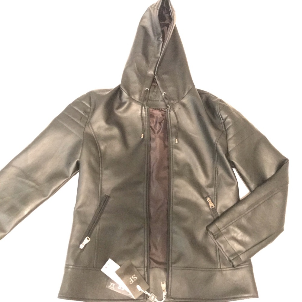 Designer Leather Jacket With Hoodie